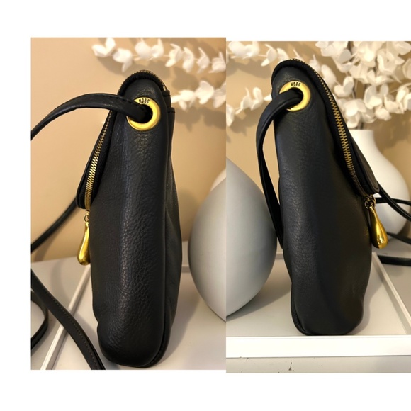 Like New HOBO Fern Crossbody Bag in Black Pebbled Leather with Brass Pulls - Picture 6 of 15